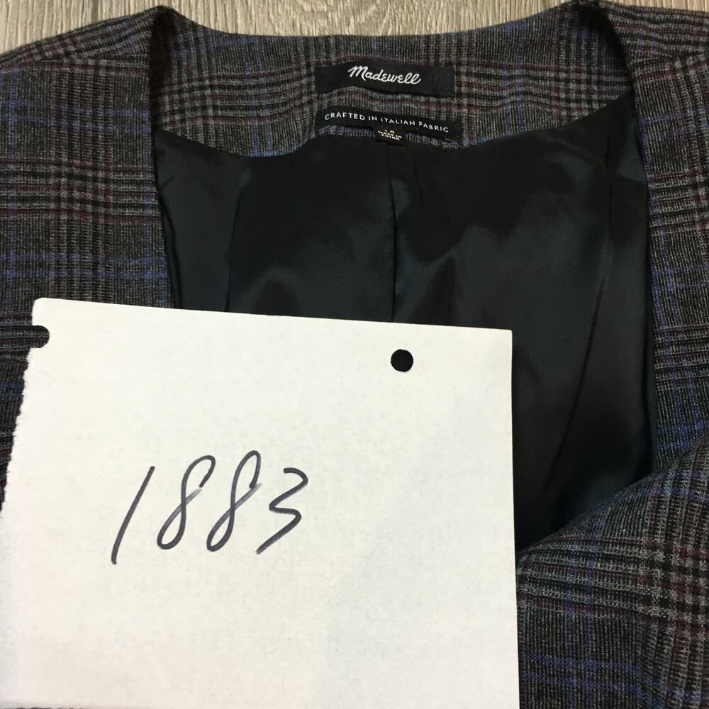 Madewell Wool-Blend Plaid Suiting Vest Women size 10 Italian Fabric - Picture 7 of 7